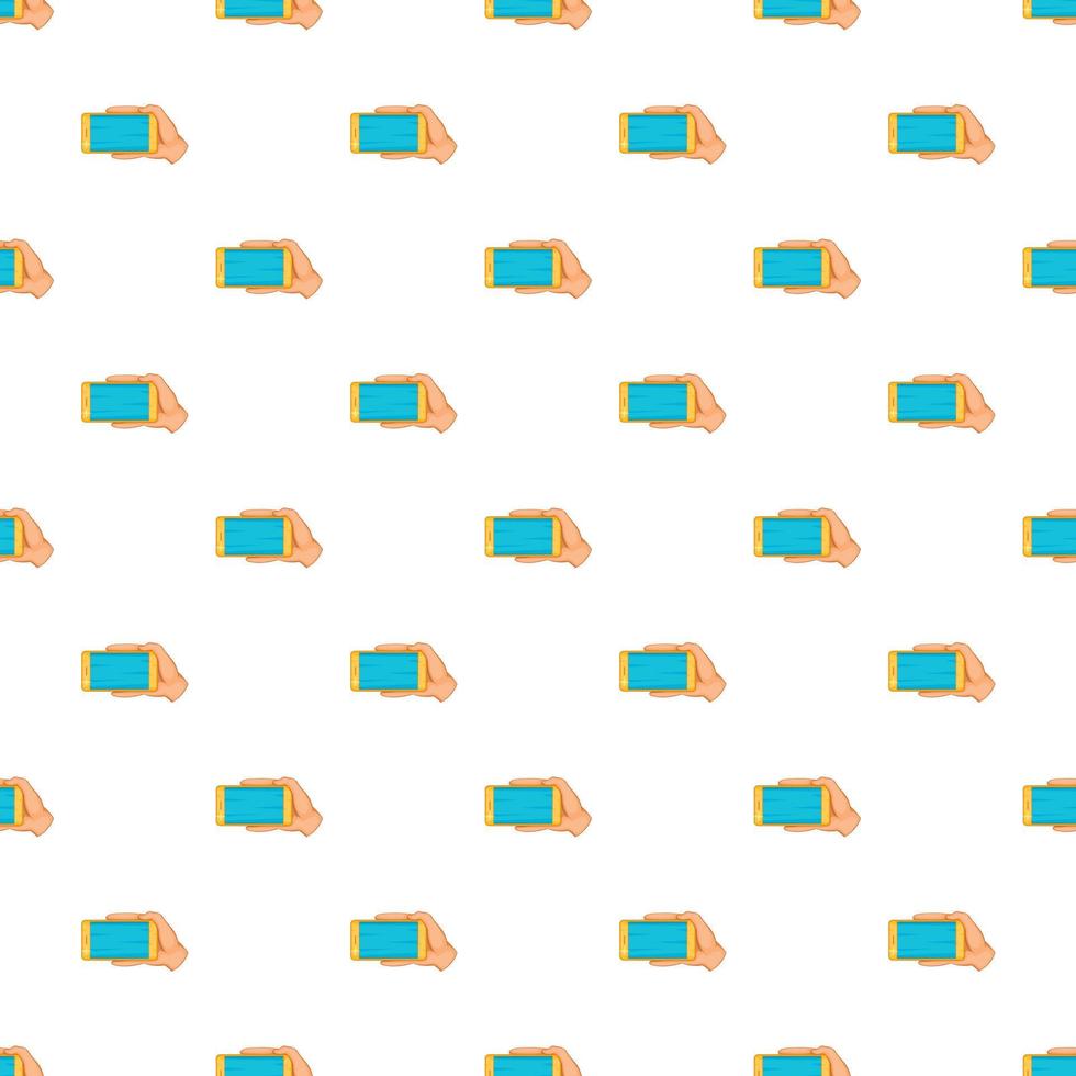 Hand with mobile phone pattern, cartoon style vector