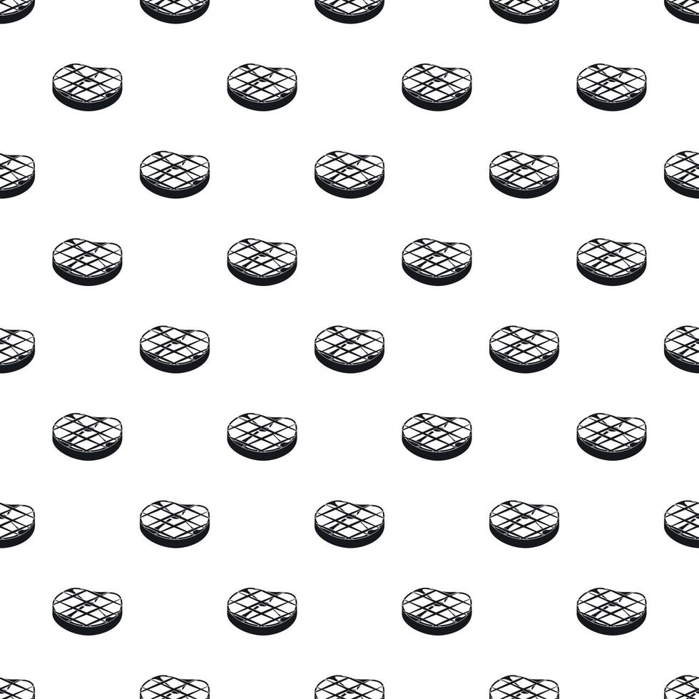 Steak fried on grill pattern, simple style vector