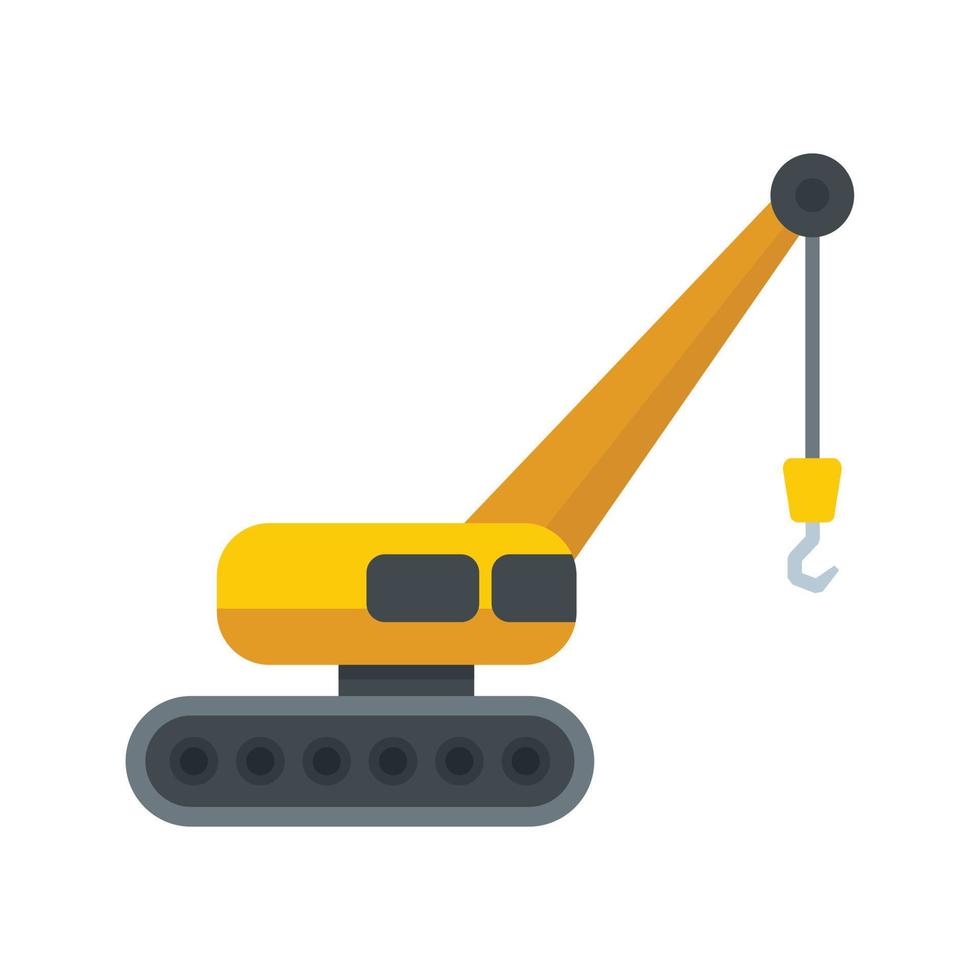 Excavator crane icon flat isolated vector