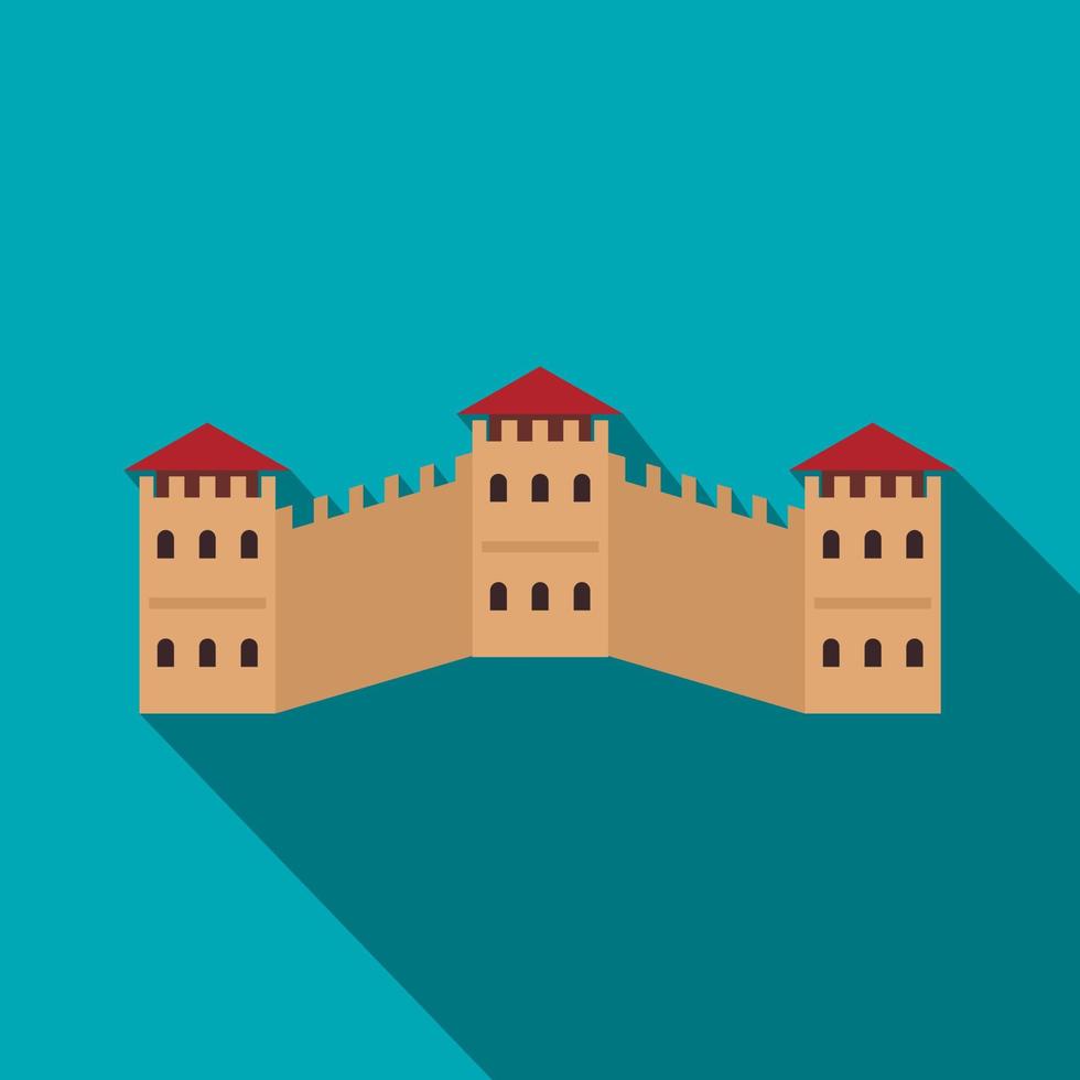 Majestic Great Wall of China icon, flat style vector