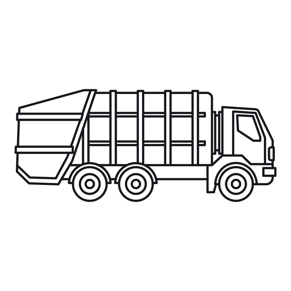 icono de camión de basura, estilo de contorno vector
