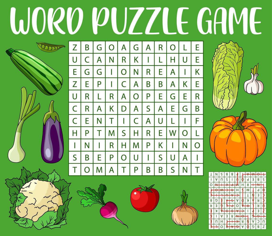 Farm vegetables, word search puzzle game worksheet vector