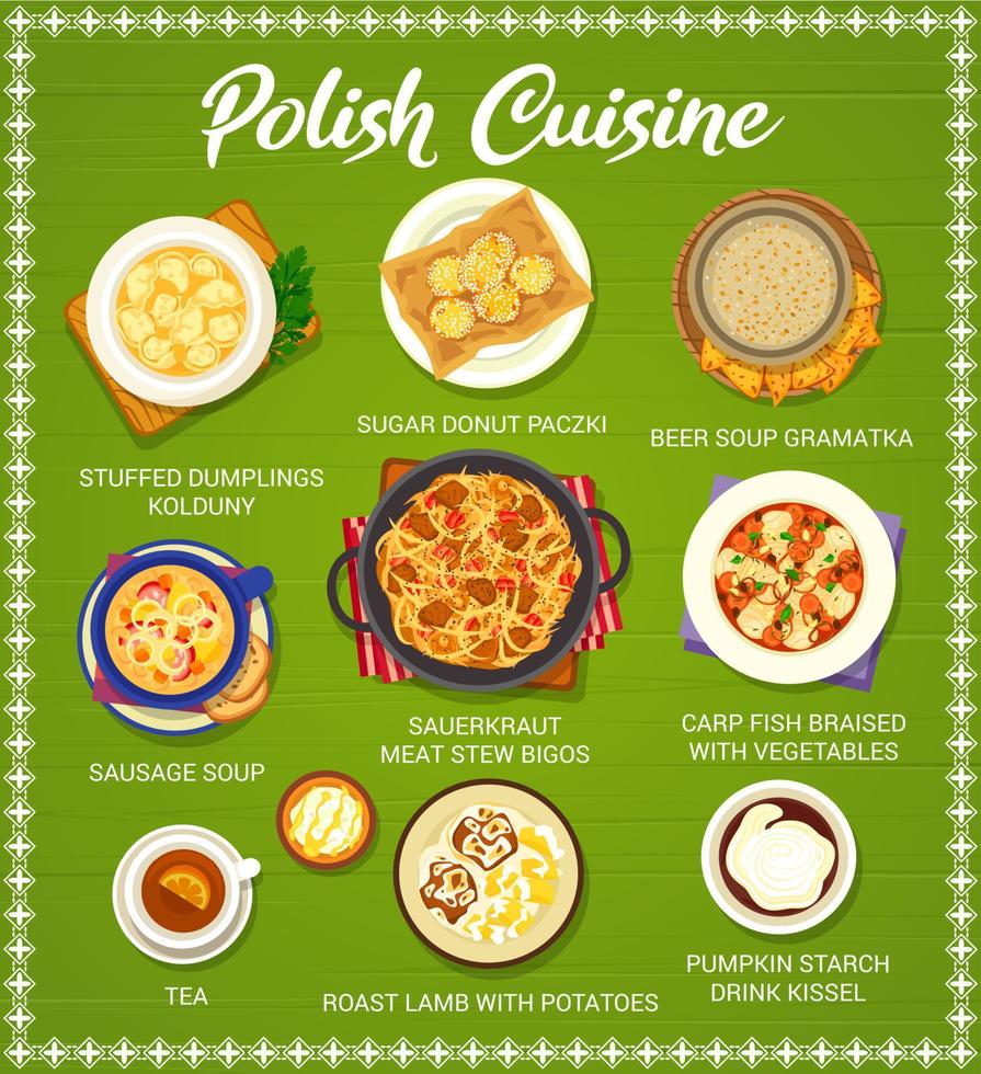 Polish cuisine meal and dishes menu template vector