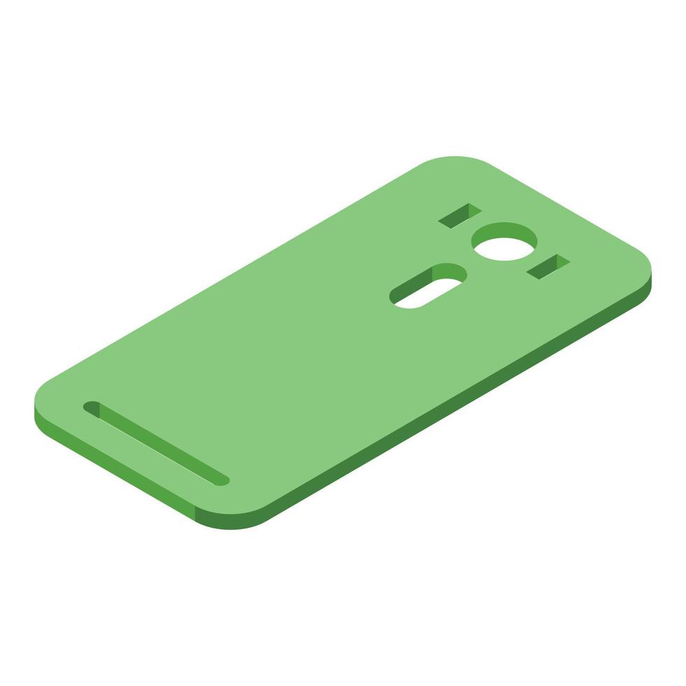 Green smartphone case icon isometric vector. Phone cover vector