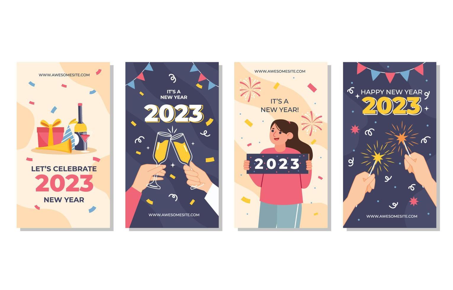 plantilla de redes sociales de año nuevo 2023 vector