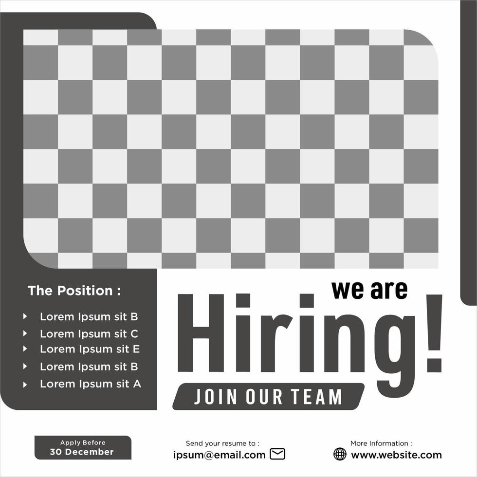 We are hiring job position social media post template vector