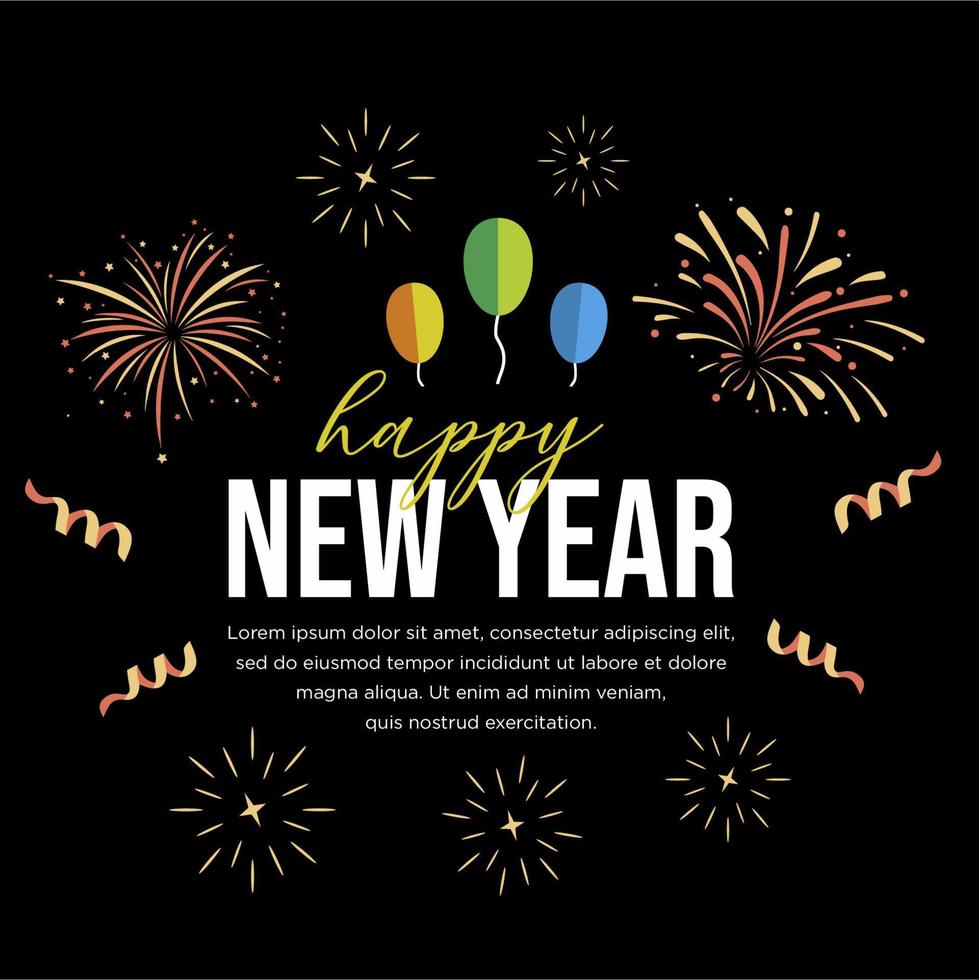 Happy new year city background banner greeting celebration vector