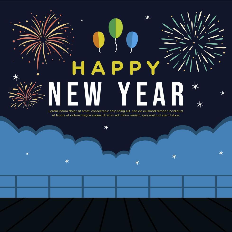 Happy new year city background banner greeting celebration vector