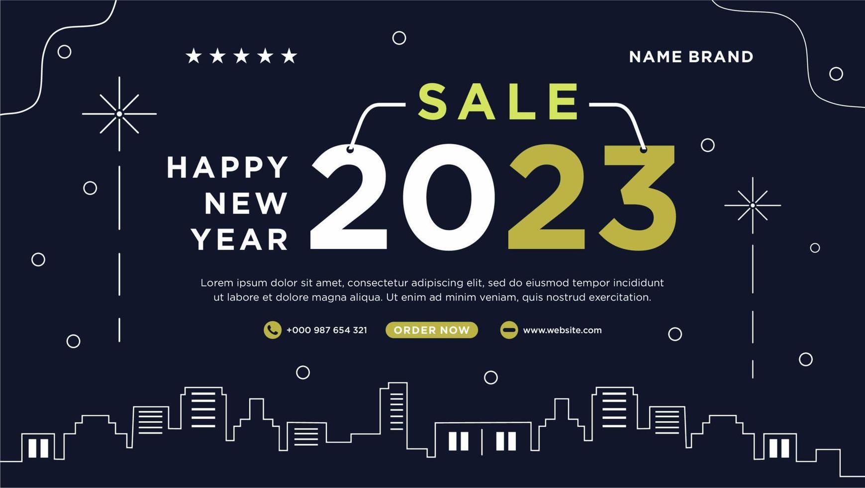 Happy new year city background banner greeting celebration vector