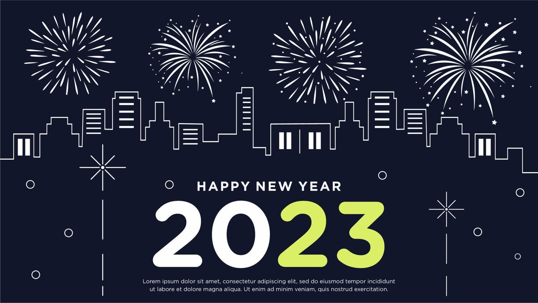 Happy new year city background banner greeting celebration vector