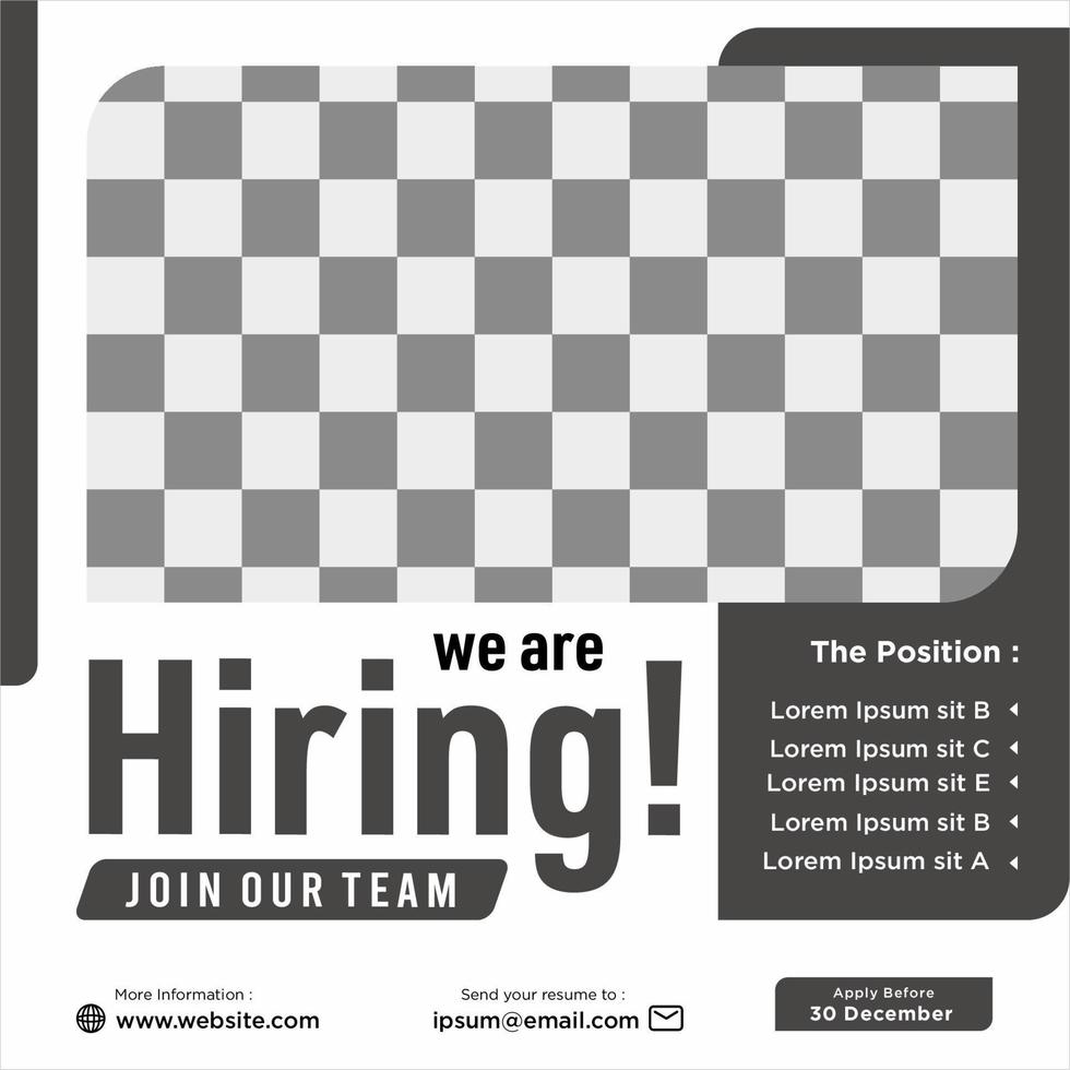 We are hiring job position social media post template vector