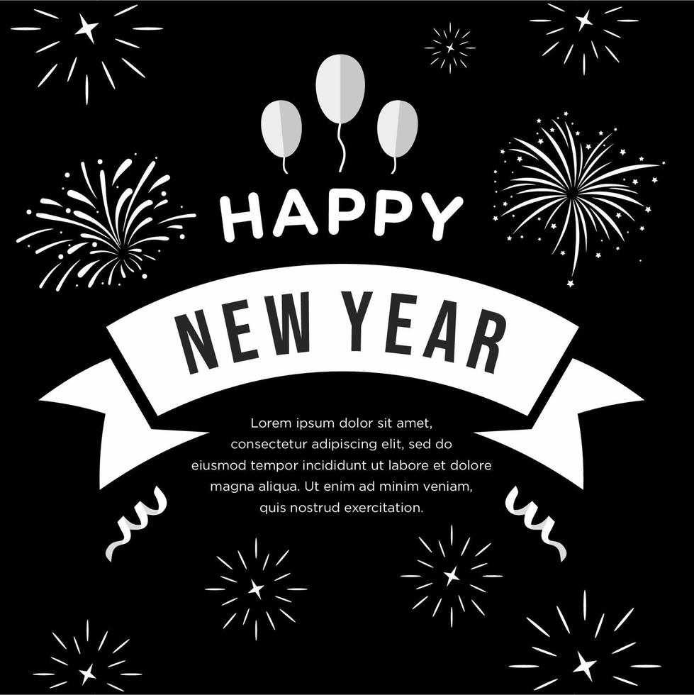 Happy new year city background banner greeting celebration vector