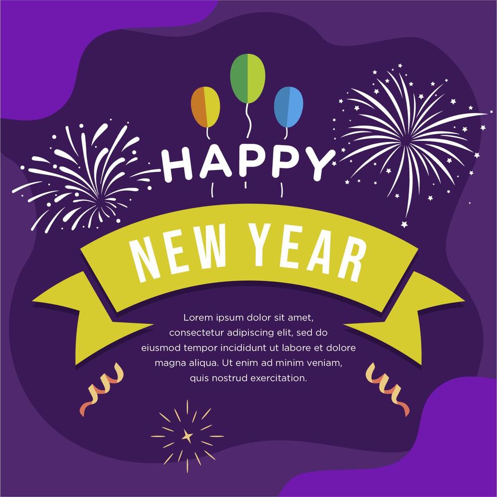 Happy new year city background banner greeting celebration vector
