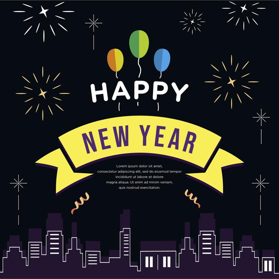 Happy new year greeting celebration vector