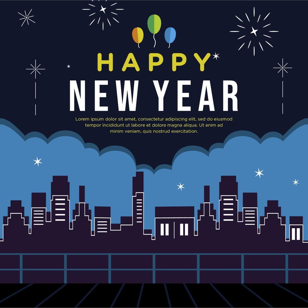 Happy new year greeting celebration vector