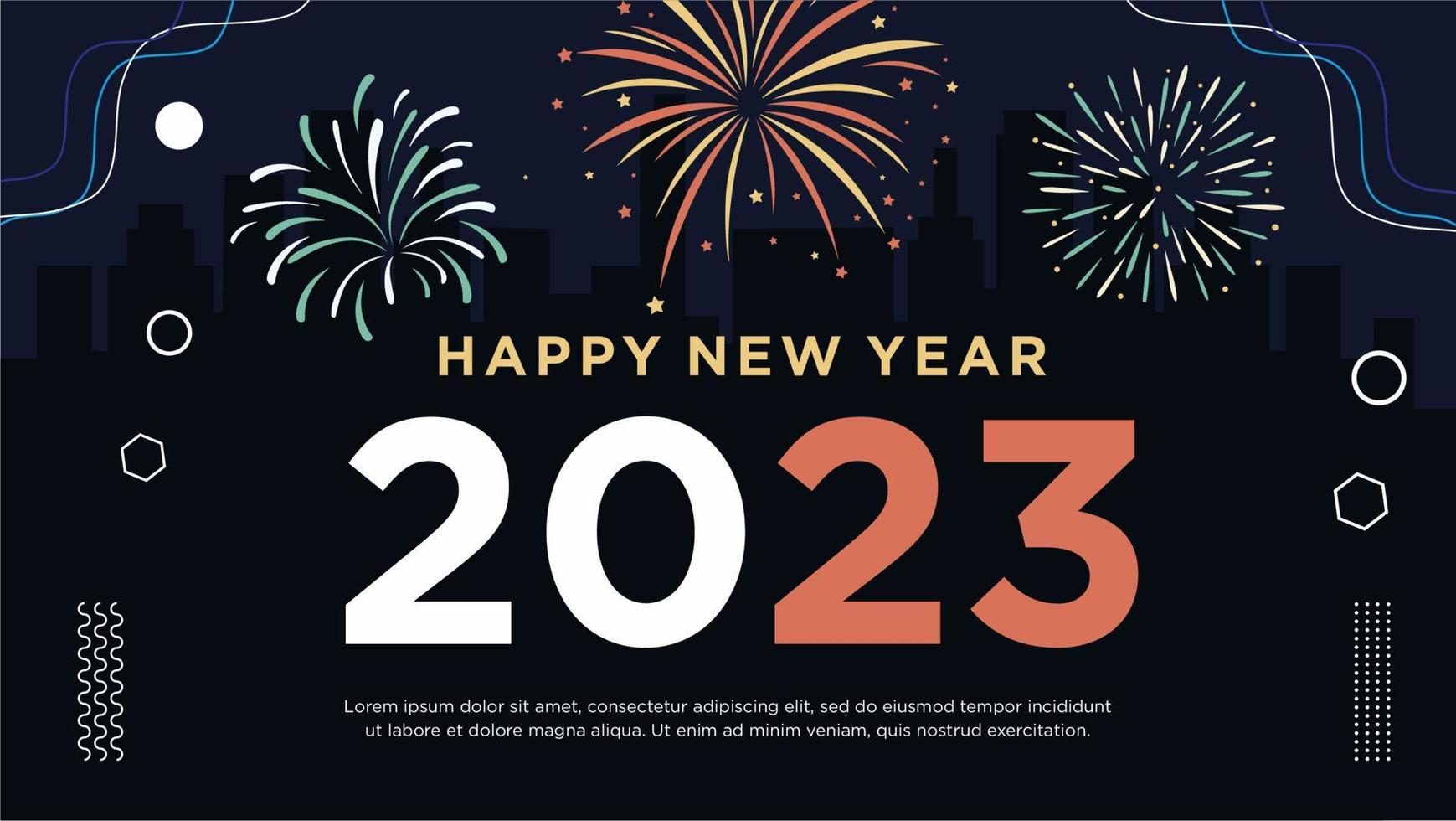 Happy new year city background banner greeting celebration vector