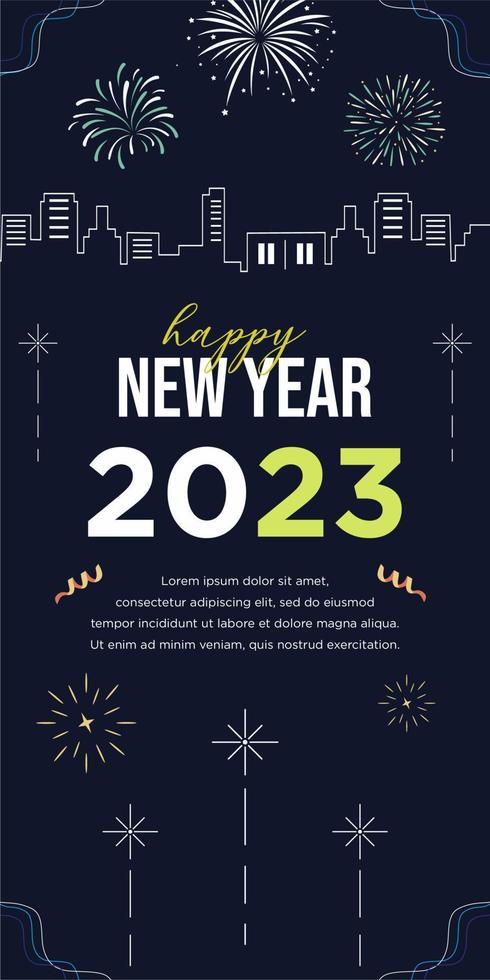 Happy new year city background banner greeting celebration vector