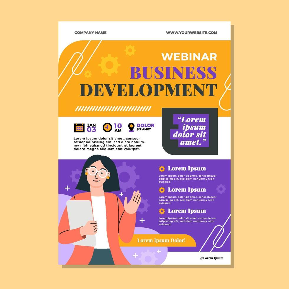 Flat Business Webinar Poster Template vector