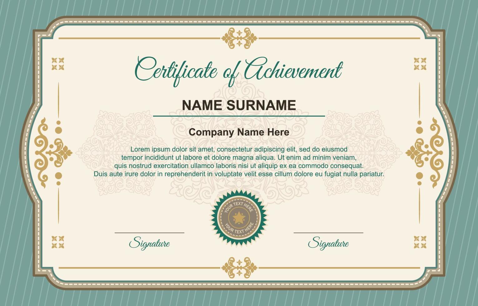 Certificate Design with Victorian Classic Concept vector