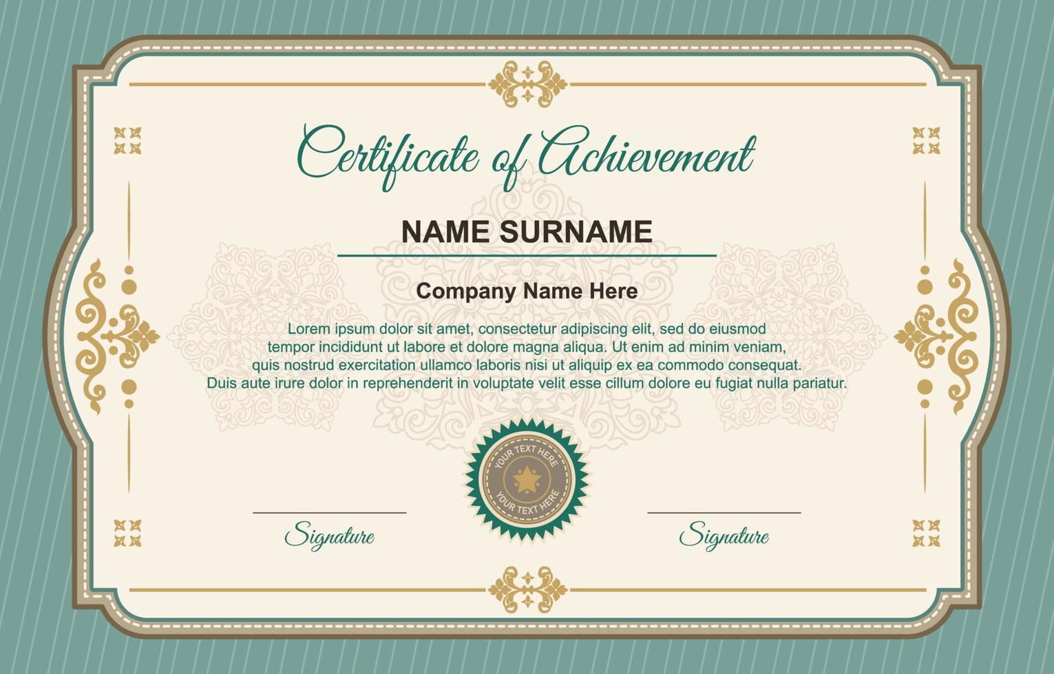 Certificate Design with Victorian Classic Concept vector