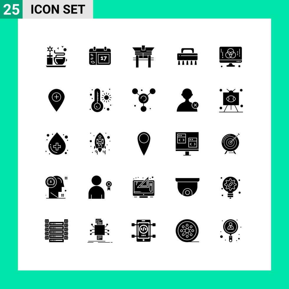 25 Solid Glyph concept for Websites Mobile and Apps graphic designer bridge computer cleaning Editable Vector Design Elements