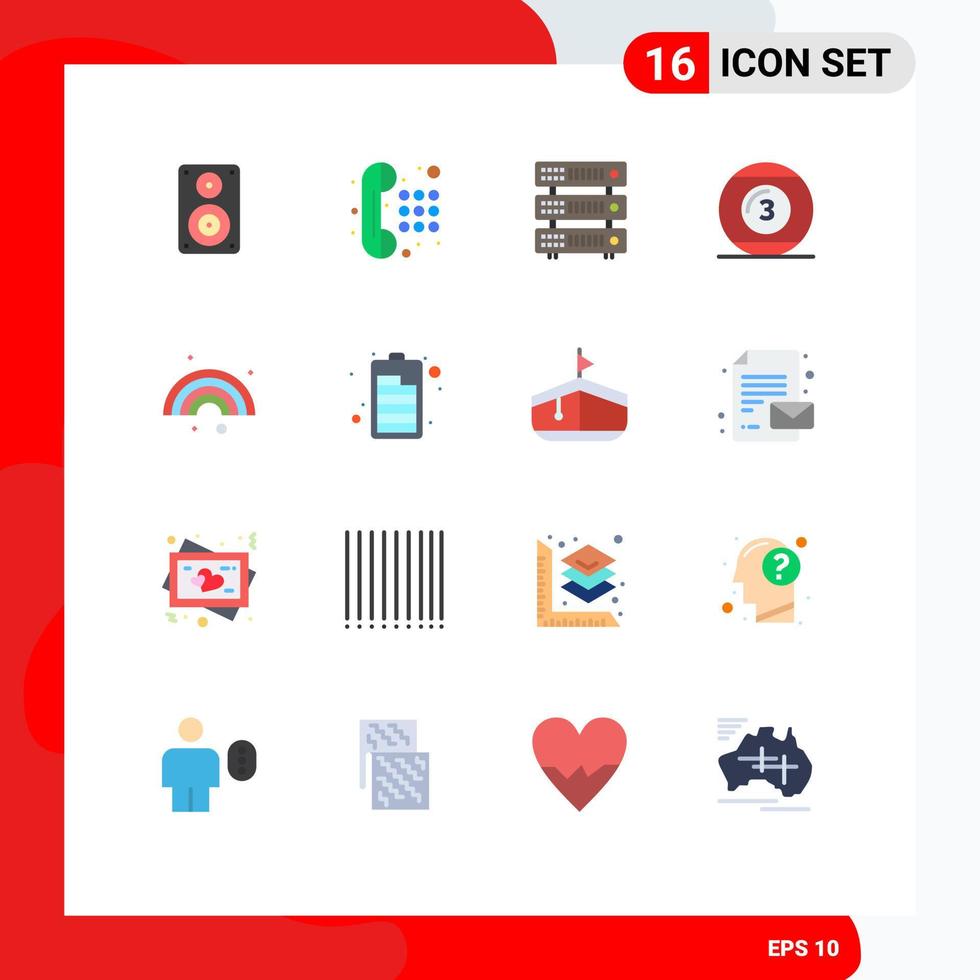 Universal Icon Symbols Group of 16 Modern Flat Colors of snooker game dial pad football hosting Editable Pack of Creative Vector Design Elements