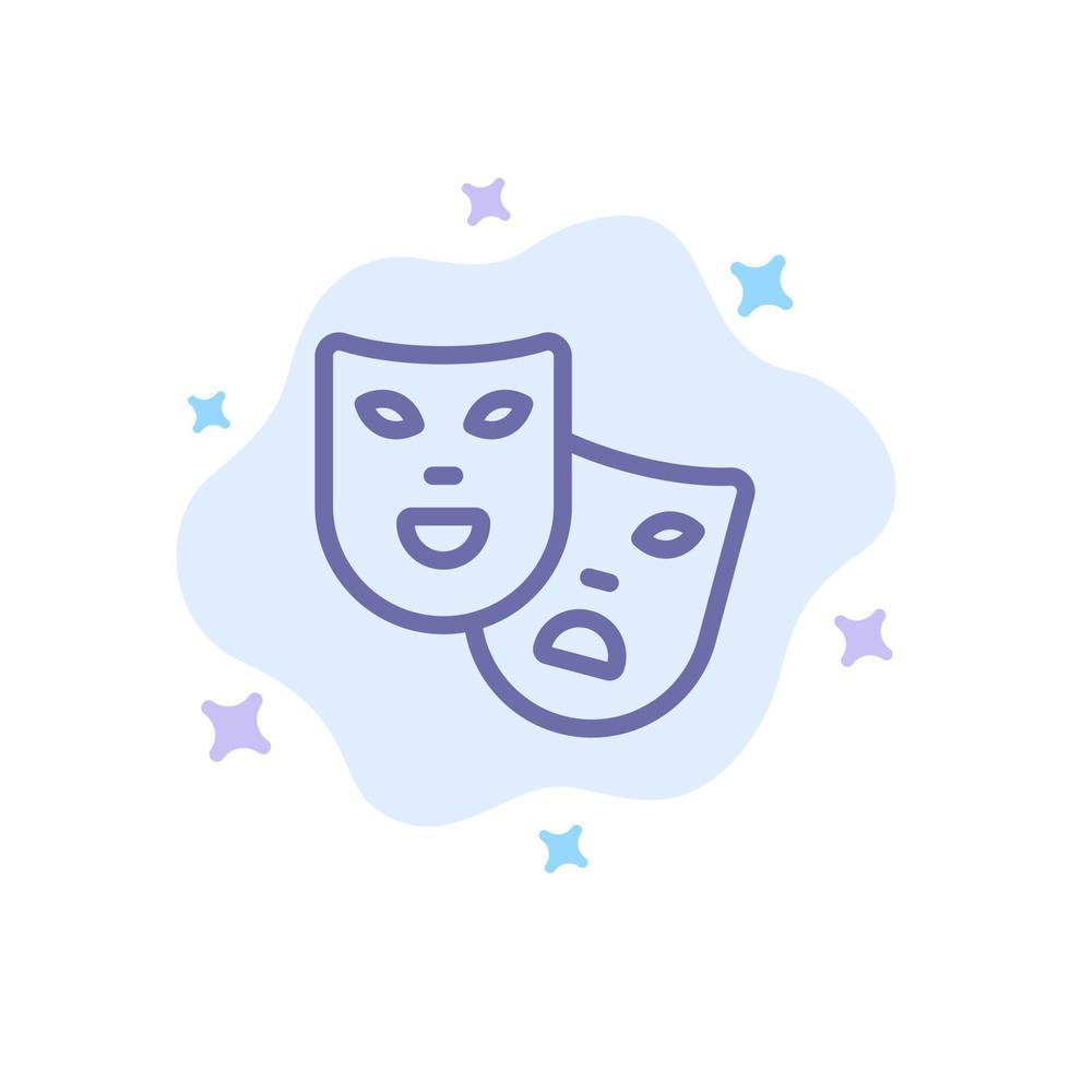 máscaras roles teatro madrigal icono azul sobre fondo de nube abstracta vector