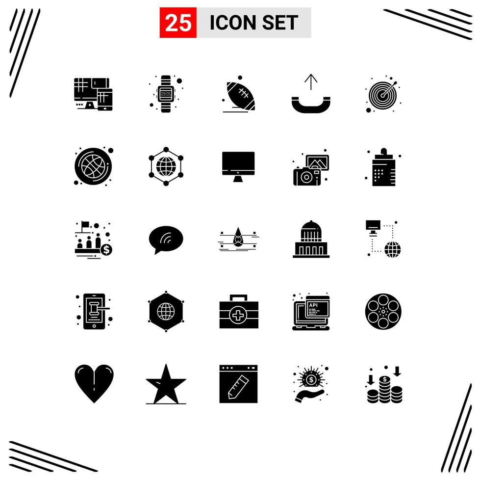 Mobile Interface Solid Glyph Set of 25 Pictograms of strategy phone rugby outgoing game Editable Vector Design Elements