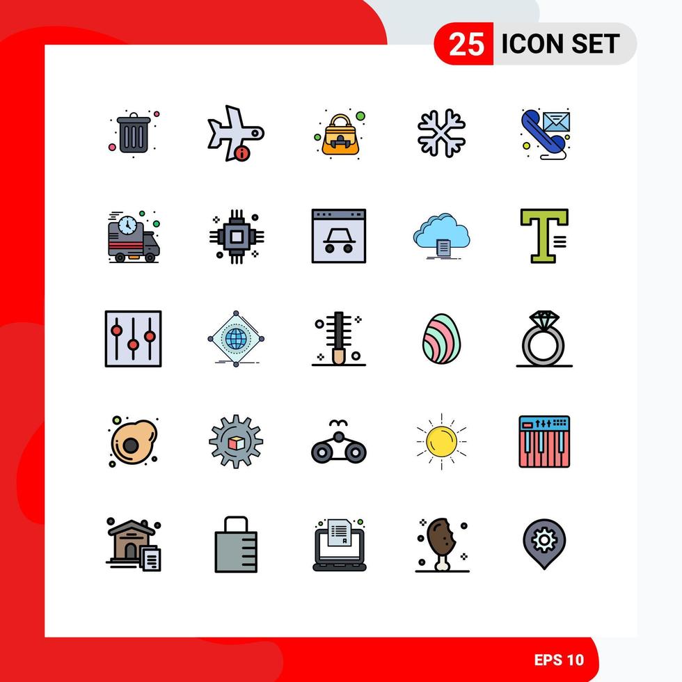 25 iconos creativos signos y símbolos modernos de correo electrónico transporte de invierno copos de nieve bandolera elementos de diseño vectorial editables vector