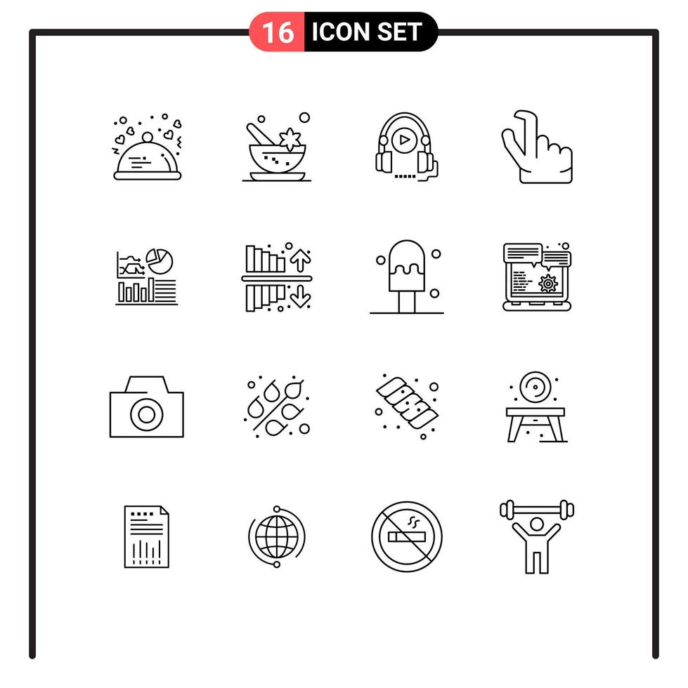 16 User Interface Outline Pack of modern Signs and Symbols of success zoom spa pinch education Editable Vector Design Elements