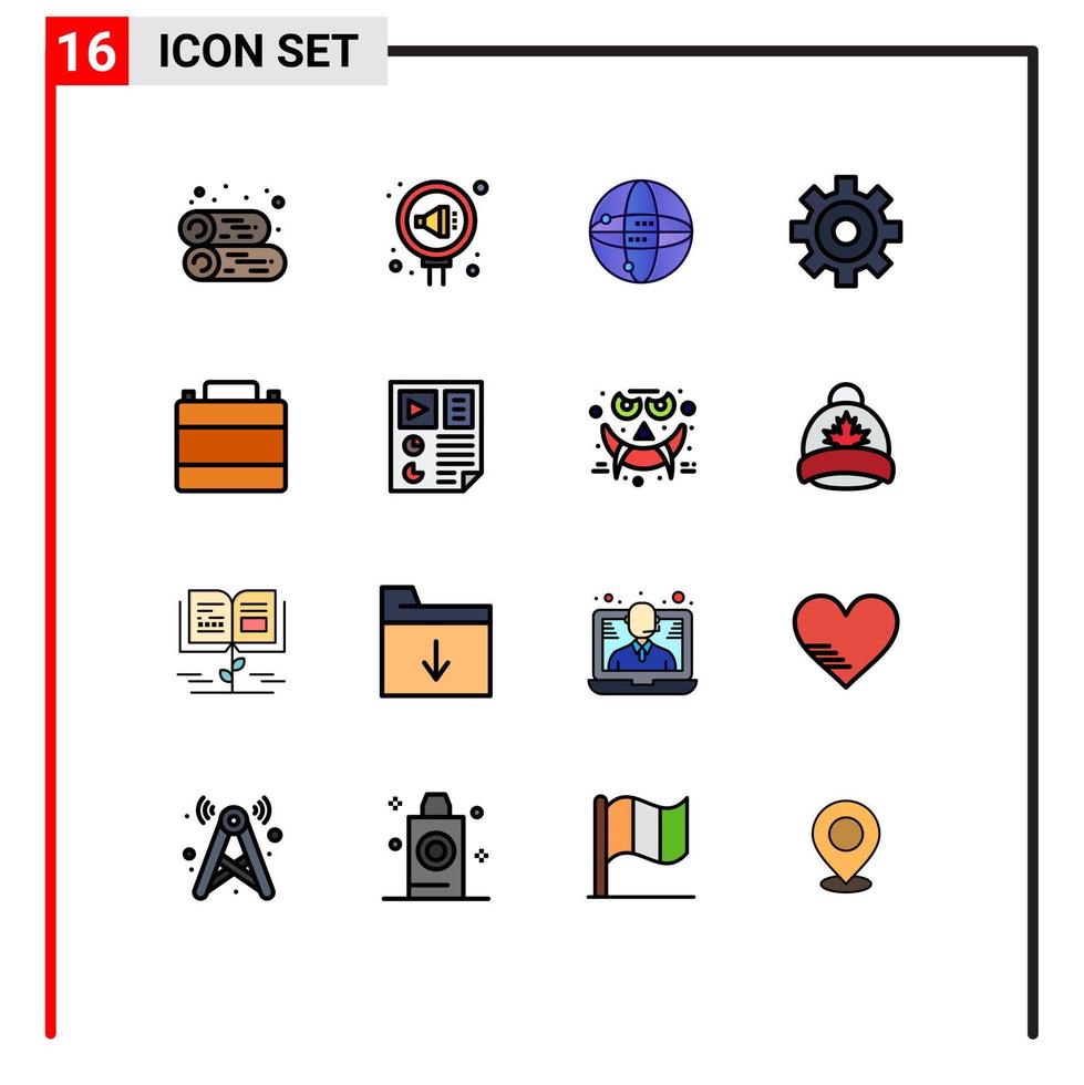 conjunto de 16 iconos de interfaz de usuario modernos símbolos signos para tienda de ropa caso reputación accesorios globo elementos de diseño de vectores creativos editables