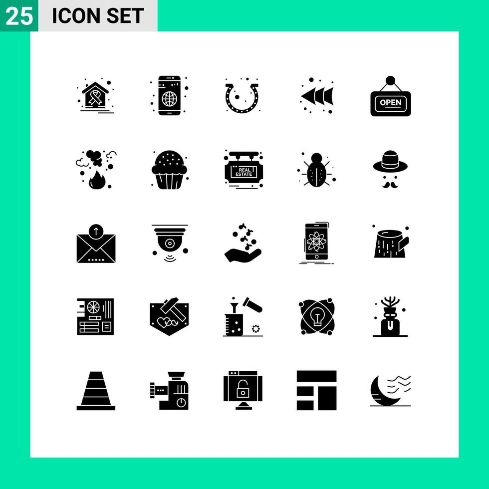 Stock Vector Icon Pack of 25 Line Signs and Symbols for marketing left mobile arrow horseshoe Editable Vector Design Elements