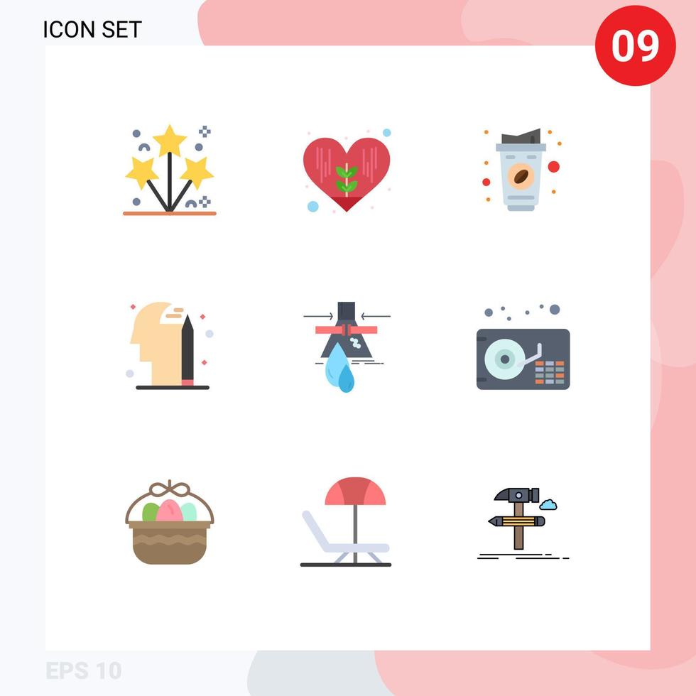 conjunto de 9 iconos de interfaz de usuario modernos signos de símbolos para elementos de diseño de vector editables de mente química de taza de fuga de fábrica