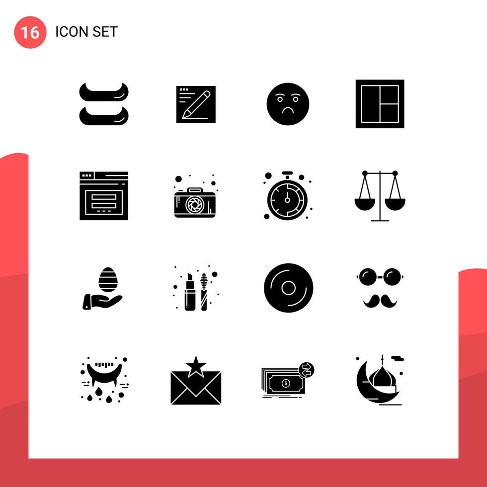 Universal Icon Symbols Group of 16 Modern Solid Glyphs of web page feeling wooden interior Editable Vector Design Elements