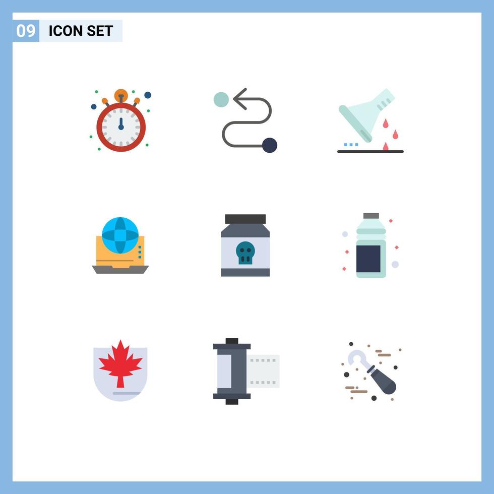 9 Creative Icons Modern Signs and Symbols of online connection erlenmeyer flask communication internet Editable Vector Design Elements