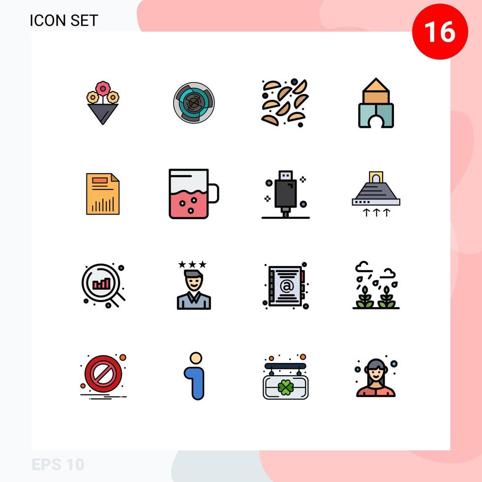16 iconos creativos signos y símbolos modernos del documento gráfico laberinto construcción de juguetes elementos de diseño de vectores creativos editables