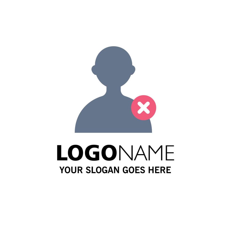 Delete Man User Business Logo Template Flat Color vector