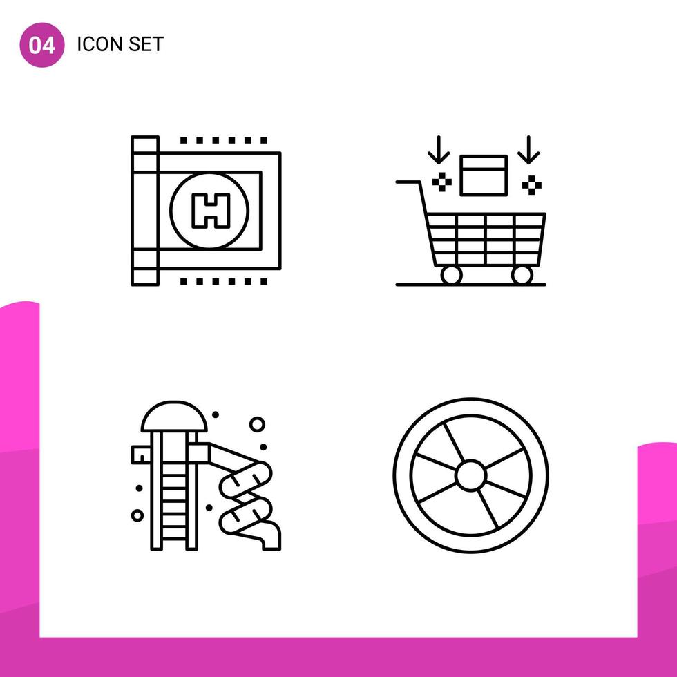 Outline Icon set. Pack of 4 Line Icons isolated on White Background for responsive Website Design Print and Mobile Applications. vector