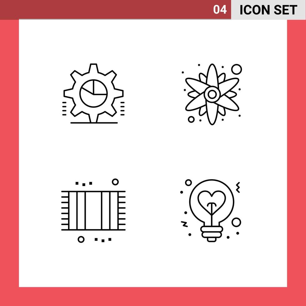 4 colores planos de línea de llenado de vectores temáticos y símbolos editables de ajustes de baño cog elementos de diseño de vectores editables de tapete de flores