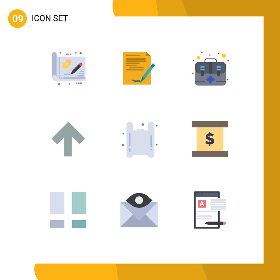 Set of 9 Commercial Flat Colors pack for bag up note arrow first