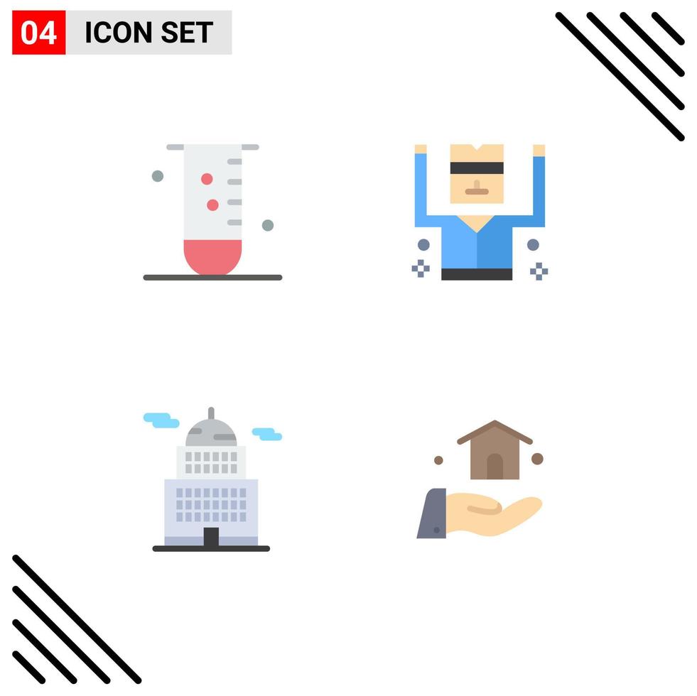 4 User Interface Flat Icon Pack of modern Signs and Symbols of biology administration laboratory criminal government Editable Vector Design Elements