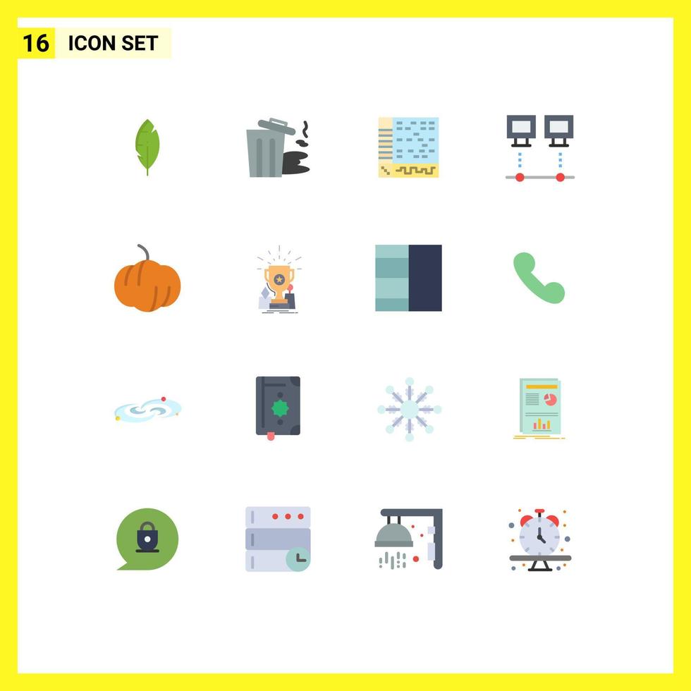 Group of 16 Modern Flat Colors Set for food net application devices computers Editable Pack of Creative Vector Design Elements