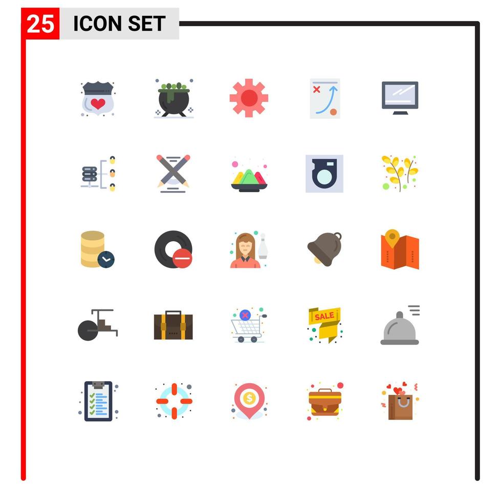 Group of 25 Flat Colors Signs and Symbols for computer strategy setting planning diagram Editable Vector Design Elements
