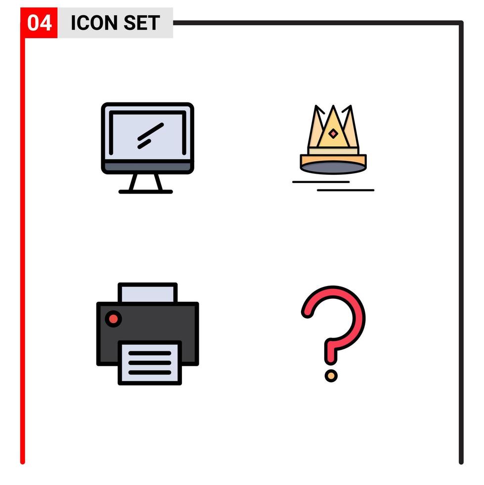 Universal Icon Symbols Group of 4 Modern Filledline Flat Colors of computer computers imac content gadget Editable Vector Design Elements