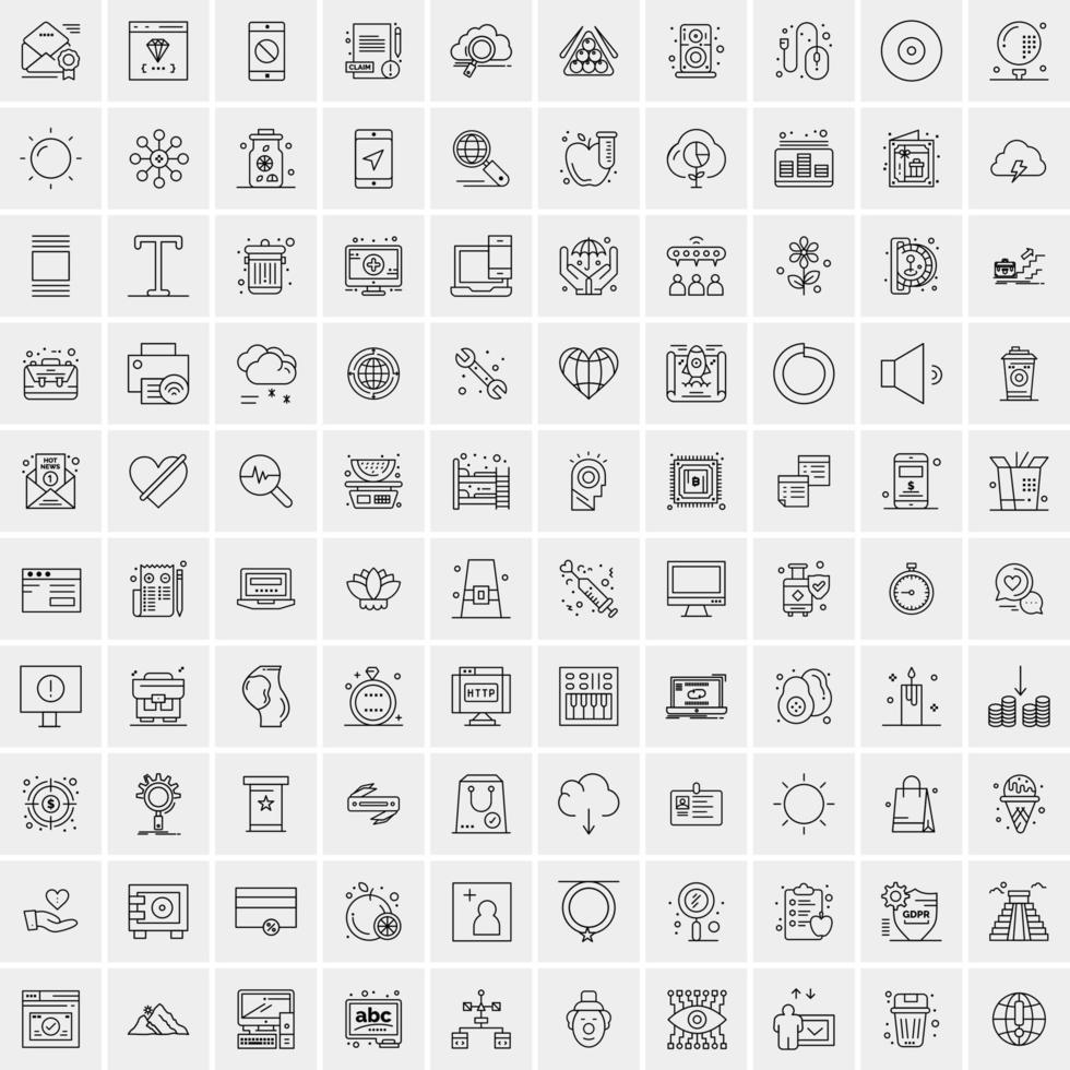 Pack of 100 Universal Line Icons for Mobile and Web vector