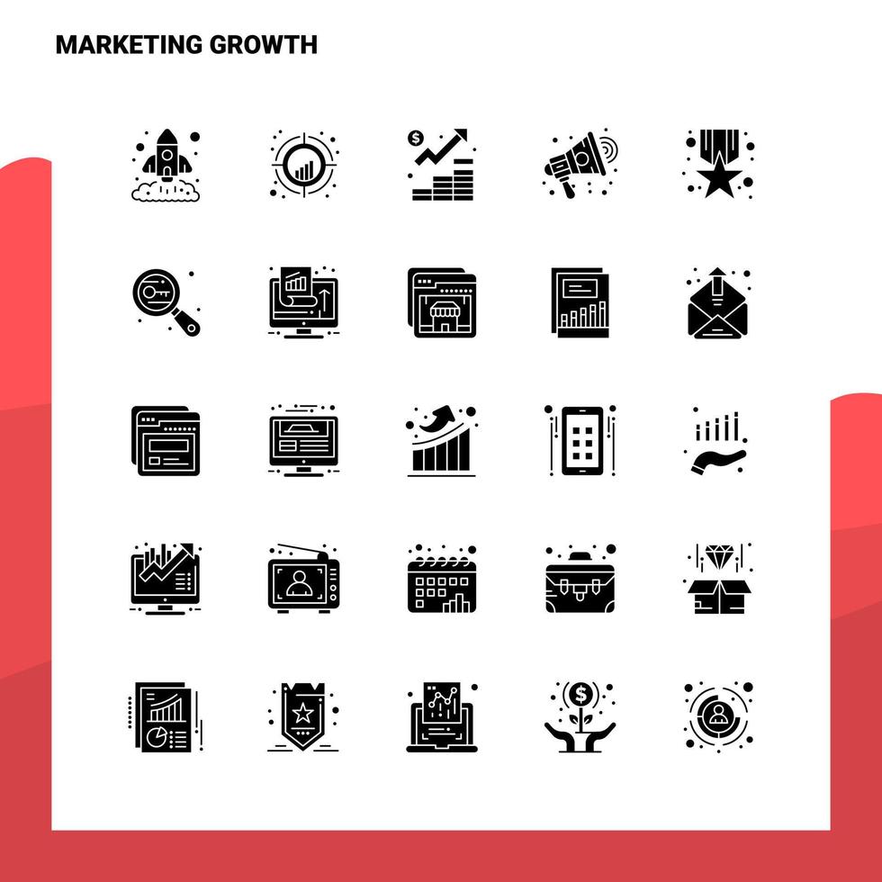 25 Marketing Growth Icon set Solid Glyph Icon Vector Illustration Template For Web and Mobile Ideas for business company