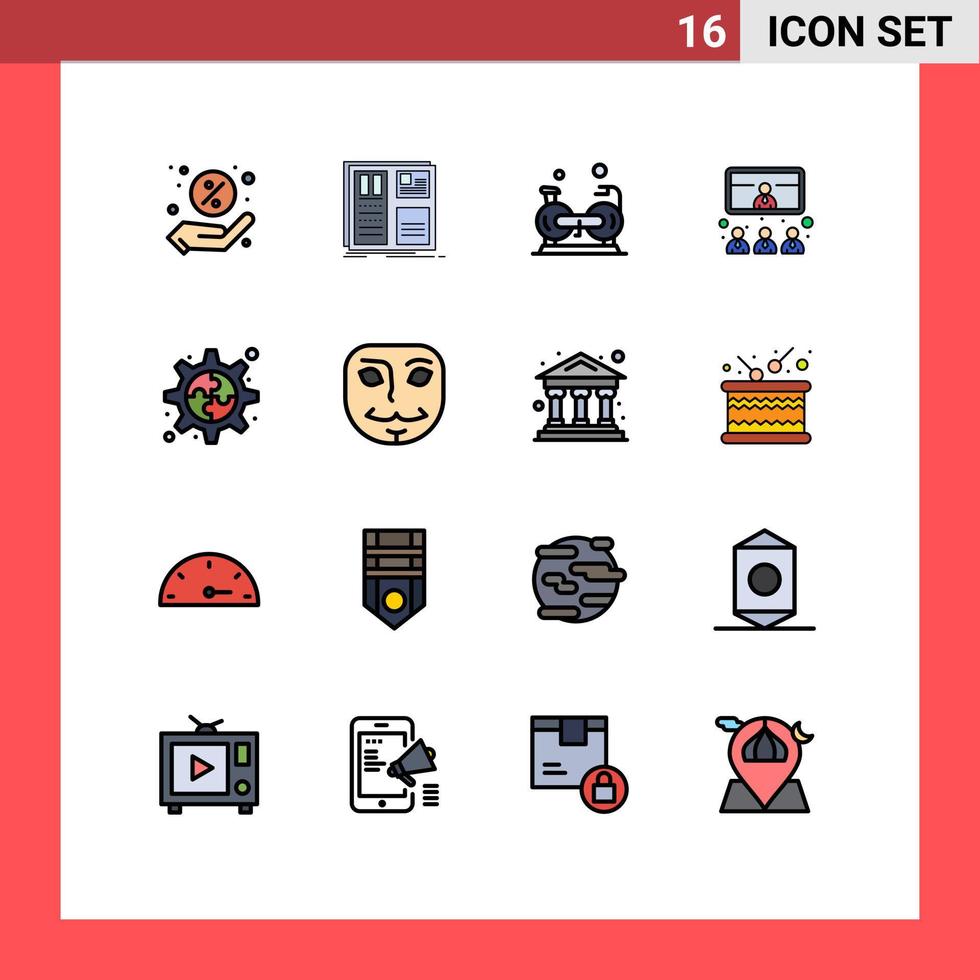 paquete de iconos de vectores de stock de 16 signos y símbolos de línea para reuniones de video conferencia de ciclismo cardio elementos de diseño de vectores creativos editables