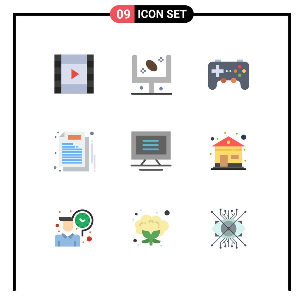 Set of 9 Commercial Flat Colors pack for computer work controller paper business Editable Vector Design Elements