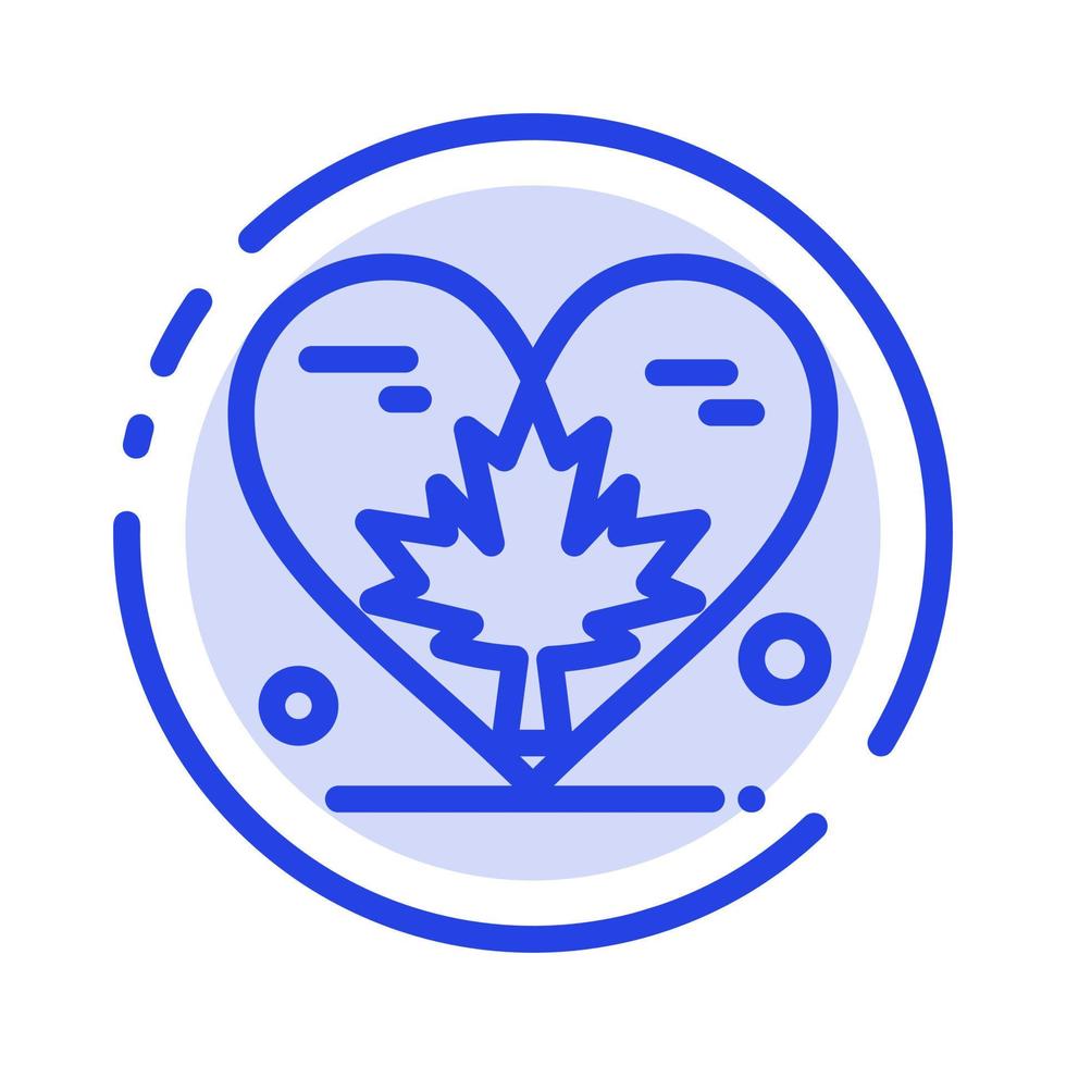 Heart Love Autumn Canada Leaf Blue Dotted Line Line Icon vector