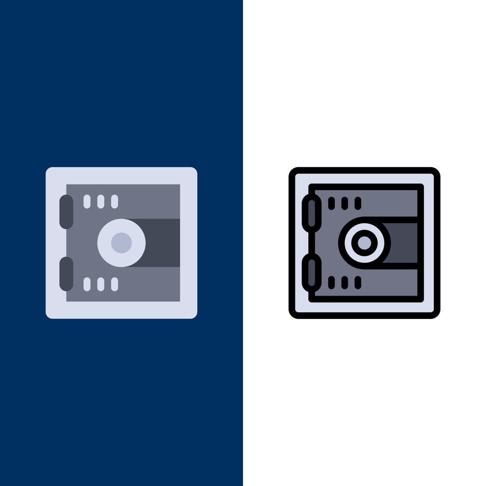 Locker Lock Motivation  Icons Flat and Line Filled Icon Set Vector Blue Background
